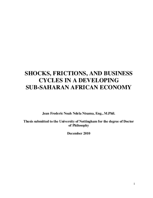 (PDF) Shocks, frictions, and business cycles in a developing Sub ...