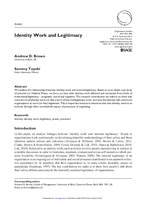 (PDF) Identity Work and Legitimacy