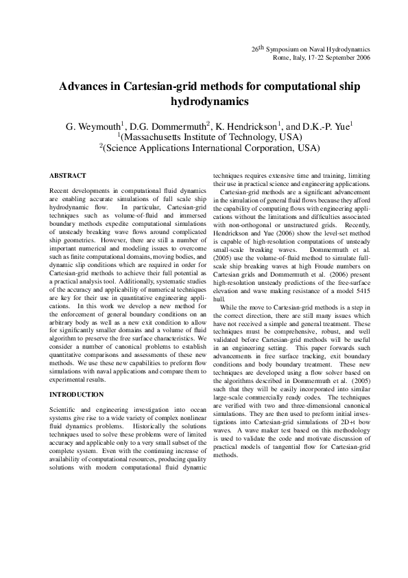 (PDF) Advancements in cartesian-grid methods for computational ship ...