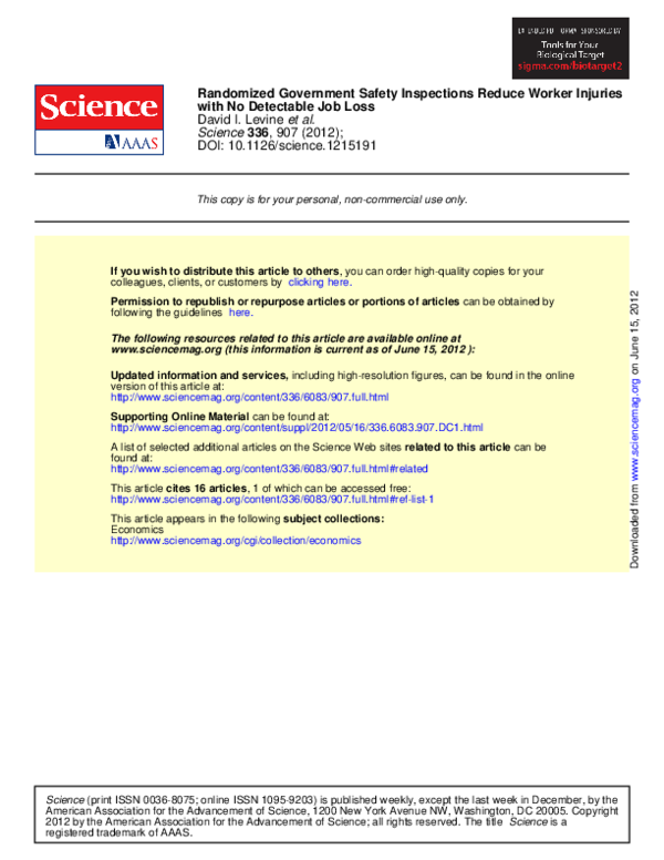 (PDF) Randomized Government Safety Inspections Reduce Worker Injuries ...