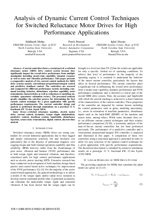 (PDF) Analysis of Dynamic Current Control Techniques for Switched ...
