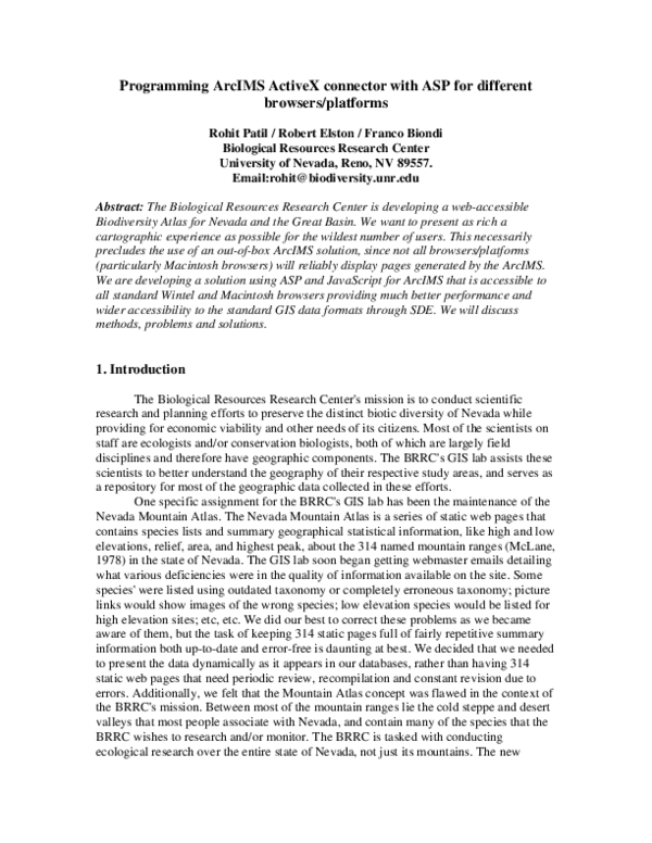 (PDF) Programming ArcIMS ActiveX connector with ASP for different ...