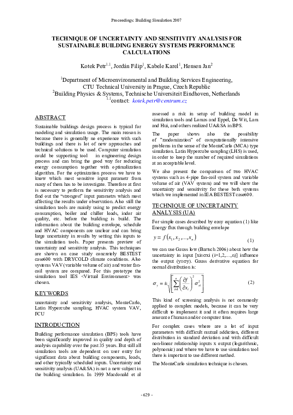 (PDF) Technique of uncertainty and sensitivity analysis for sustainable ...