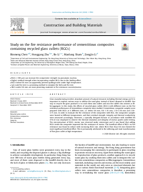 (PDF) Study on the fire resistance performance of cementitious ...