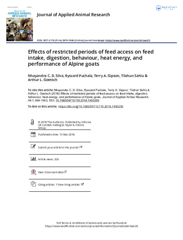 (PDF) Effects of restricted periods of feed access on feed intake ...