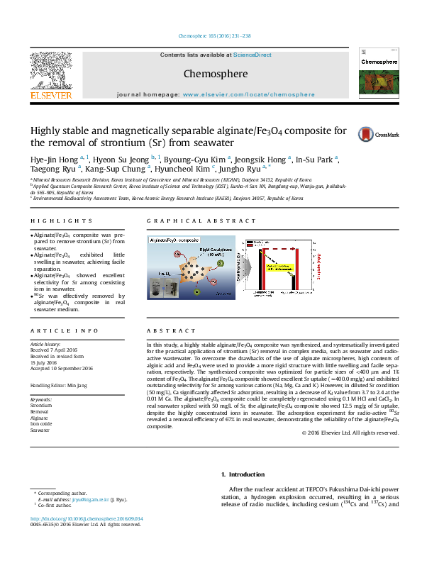 (PDF) Highly stable and magnetically separable alginate/Fe3O4 composite ...