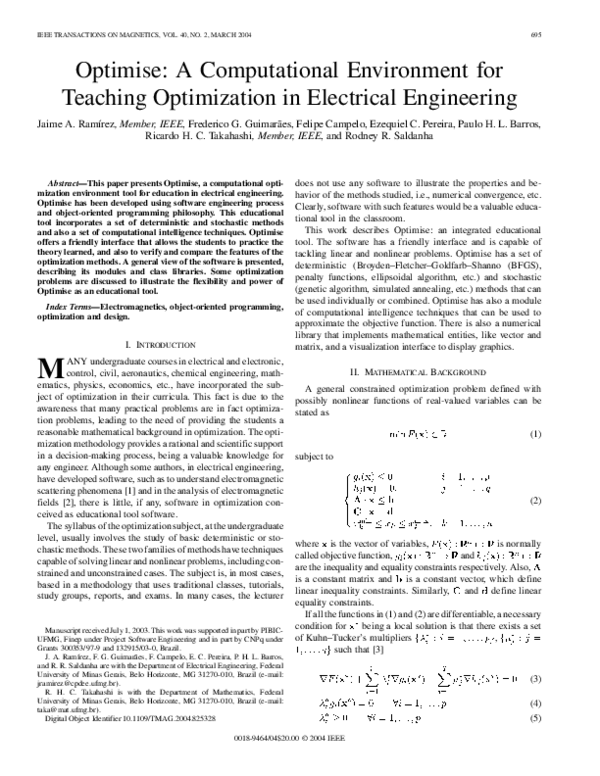 (PDF) Optimise: A Computational Environment for Teaching Optimization ...