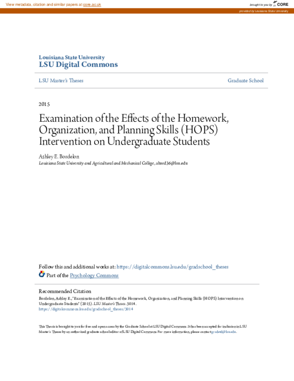 (PDF) Examination of the Effects of the Homework, Organization, and ...