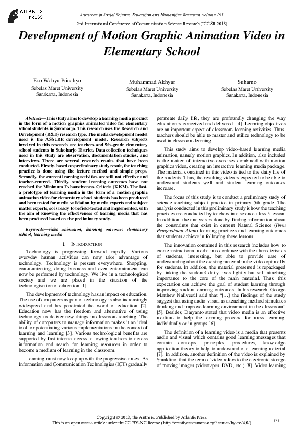 (PDF) Development of Motion Graphic Animation Video in Elementary School
