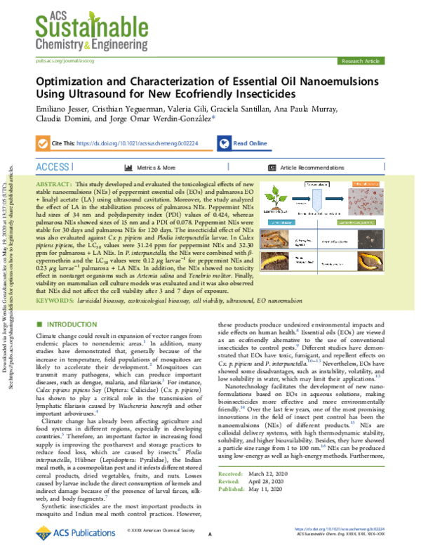 (PDF) Optimization and Characterization of Essential Oil Nanoemulsions ...