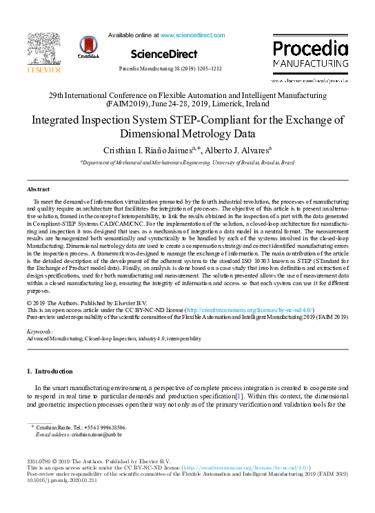 (PDF) Integrated Inspection System STEP-Compliant for the Exchange of ...