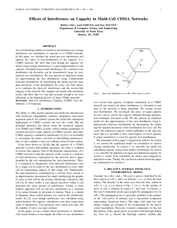 (PDF) Effects of interference on capacity in multi-cell CDMA networks