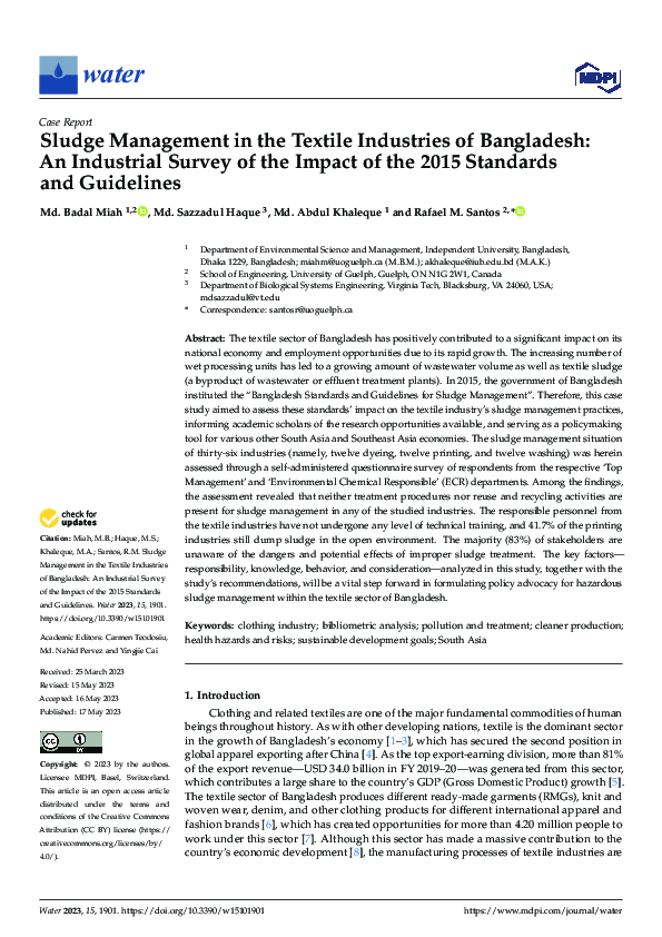 (PDF) Sludge Management in the Textile Industries of Bangladesh: An ...