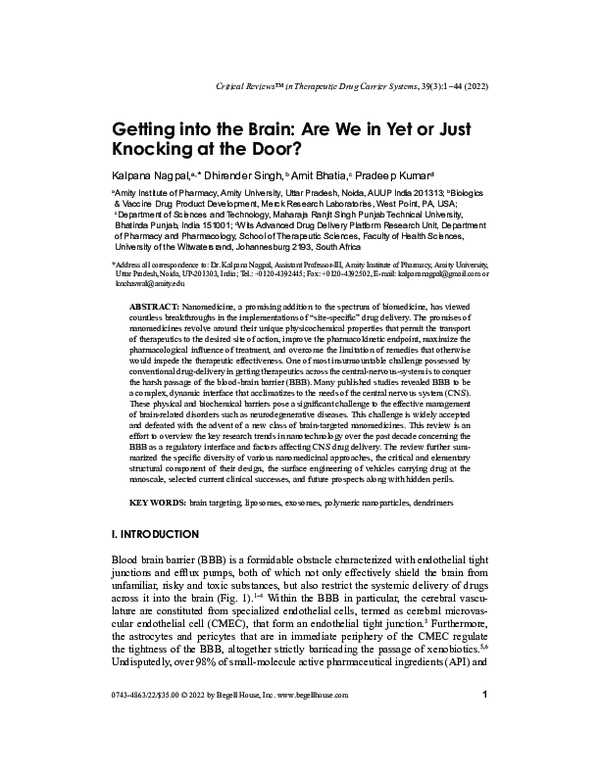 (PDF) Getting into the Brain: Are We in Yet or Just Knocking at the Door?