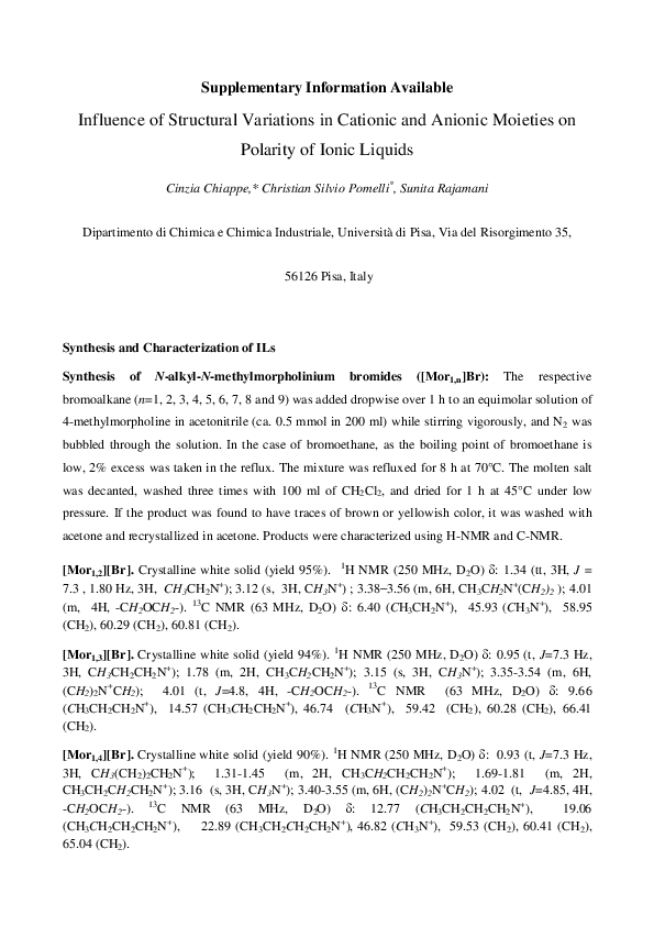 (PDF) Influence of Structural Variations in Cationic and Anionic ...