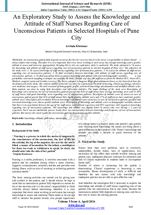 (PDF) An Exploratory Study to Assess the Knowledge and Attitude of ...