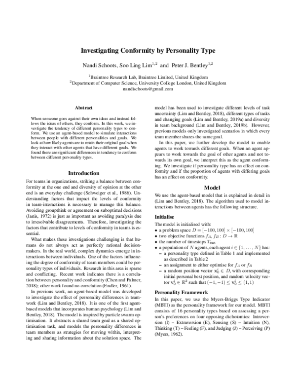 (PDF) Investigating Conformity by Personality Type