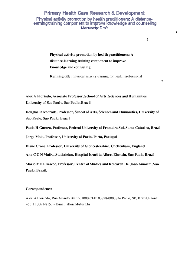 (PDF) Physical activity promotion by health practitioners: a distance ...