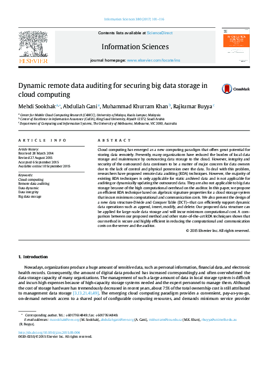 (PDF) WITHDRAWN: Dynamic remote data auditing for securing big data ...