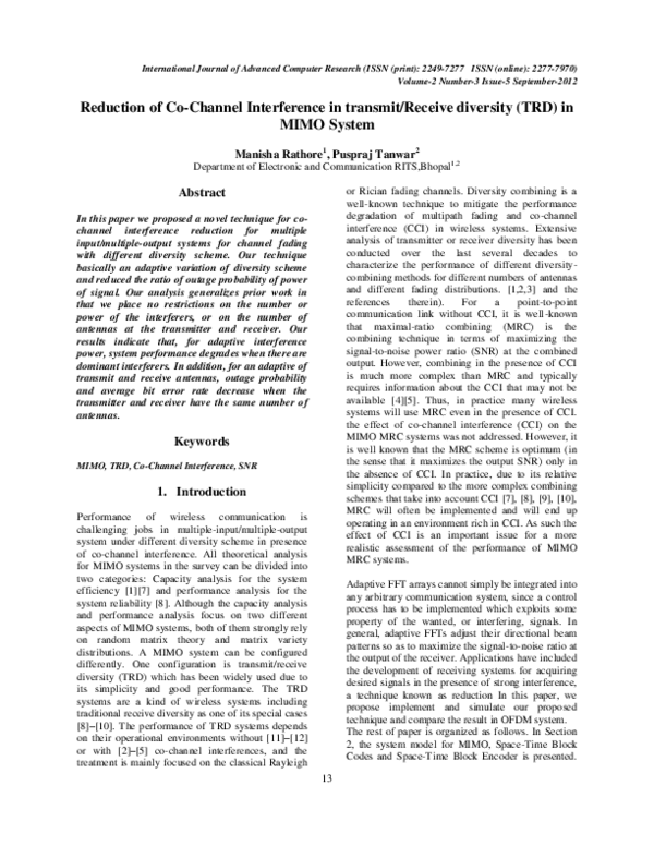 (PDF) Reduction of Co-Channel Interference in transmit/Receive ...