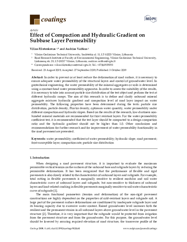 (PDF) Effect of Compaction and Hydraulic Gradient on Subbase Layer ...