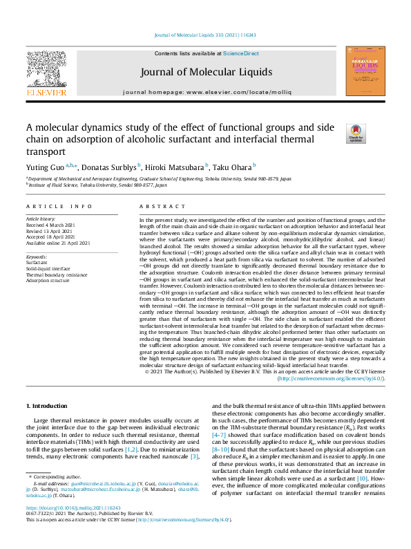 (PDF) A molecular dynamics study of the effect of functional groups and ...