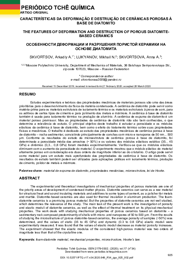 (PDF) The Features of Deformation and Destruction of Porous ...