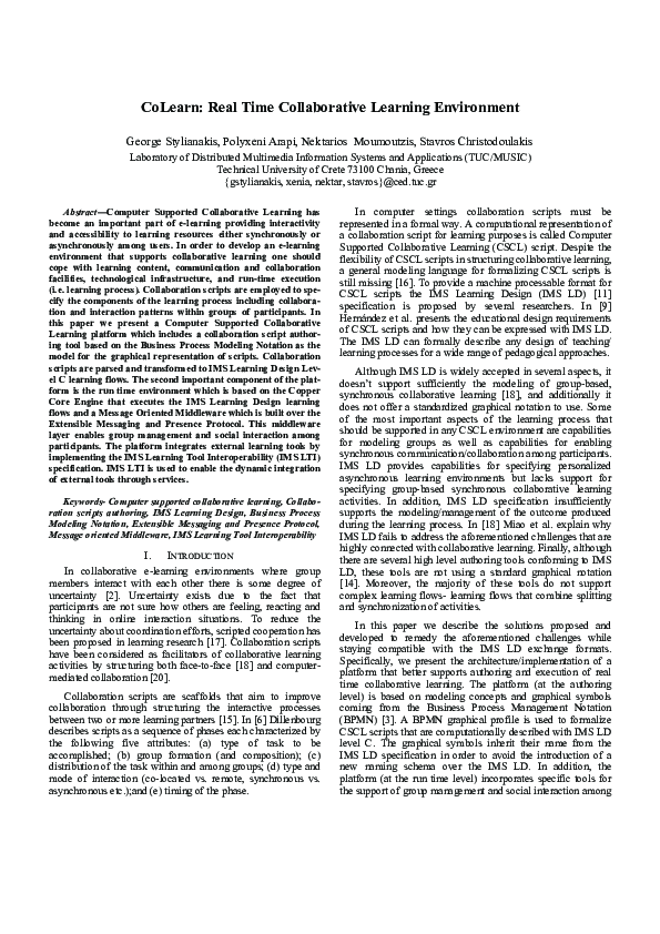(PDF) CoLearn: Real time collaborative learning environment
