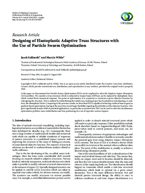 (PDF) Designing of Elastoplastic Adaptive Truss Structures with the Use ...