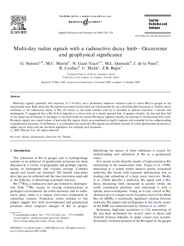 (PDF) Multi-day Radon Signals and Geophysical Insights