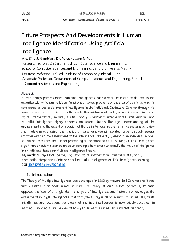 (PDF) Future Prospects And Developments In Human Intelligence ...
