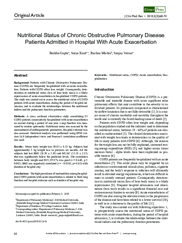 (PDF) Nutritional Status of Chronic Obstructive Pulmonary Disease ...