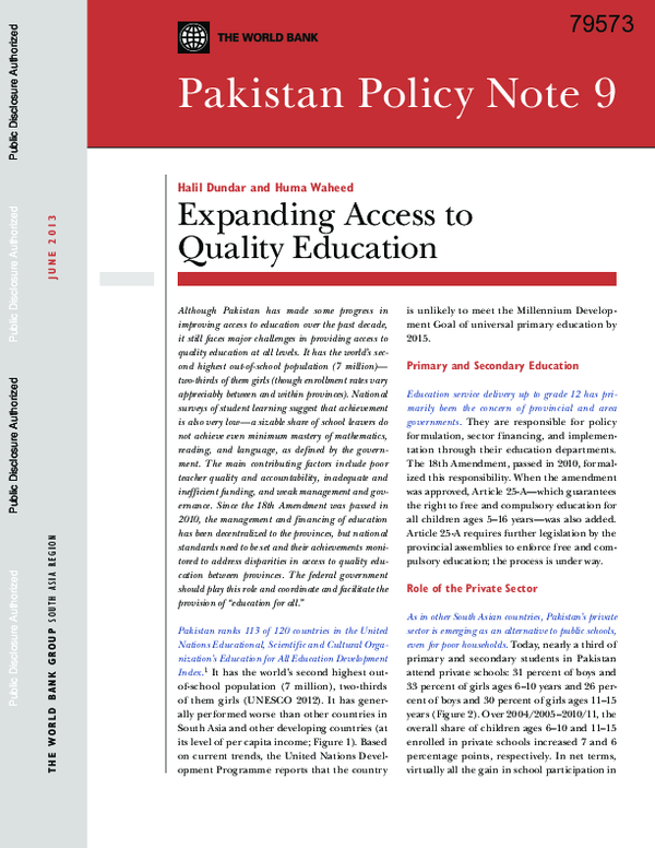 (PDF) Expanding access to quality education