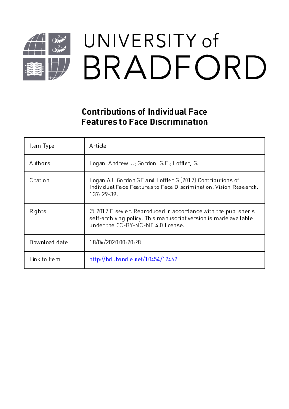 (PDF) Contributions of individual face features to face discrimination