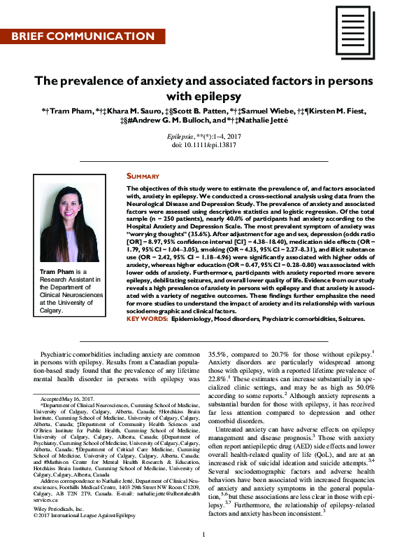 (PDF) The Prevalence of Anxiety and Associated Factors in a Multiracial ...