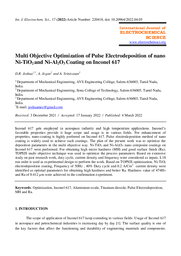 (PDF) Multi Objective Optimization of Pulse Electrodeposition of nano ...