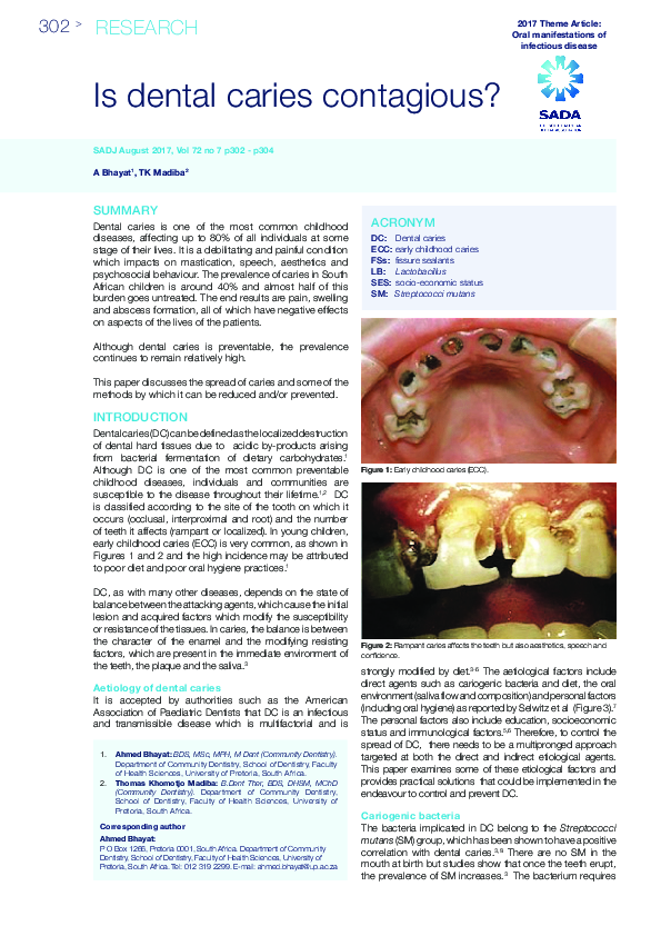 (PDF) Is dental caries contagious Thomas Madiba Academia.edu