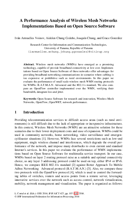 (PDF) A Performance Analysis of Wireless Mesh Networks Implementations ...