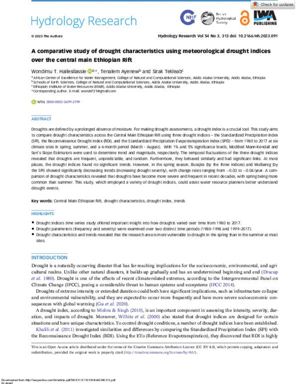 (PDF) A comparative study of drought characteristics using ...