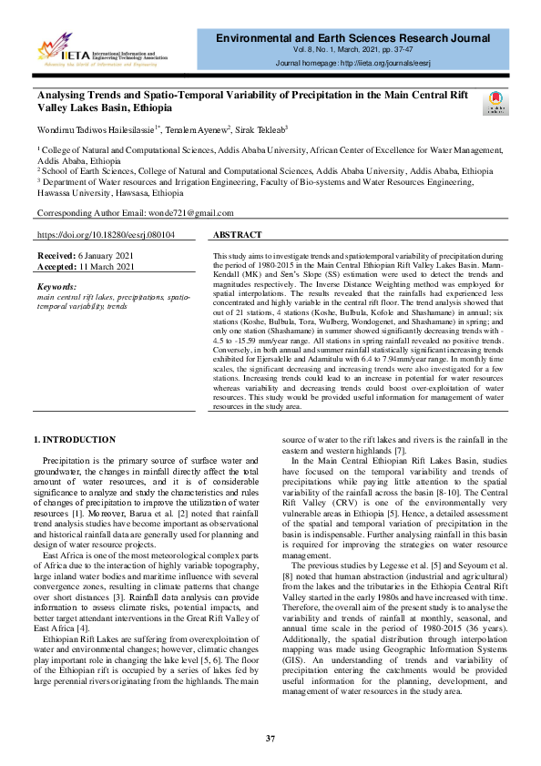 (PDF) Analysing Trends and Spatio-Temporal Variability of Precipitation ...
