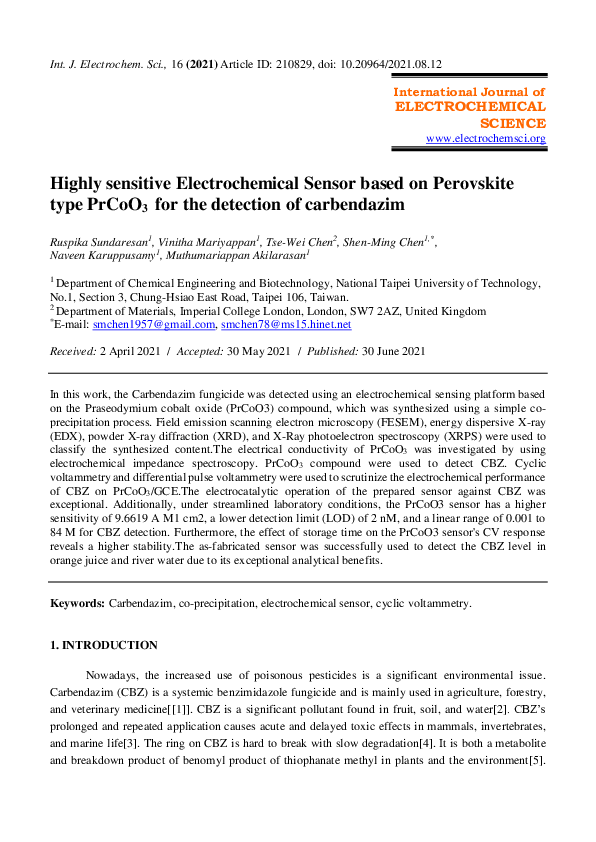(PDF) Highly sensitive Electrochemical Sensor based on Perovskite type ...