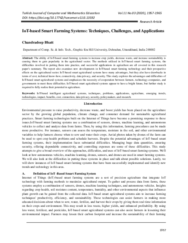 (PDF) IoT-based Smart Farming Systems: Techniques, Challenges, and ...