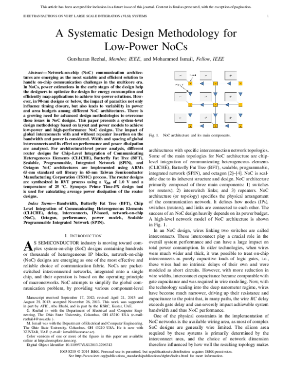 (PDF) A Systematic Design Methodology for Low-Power NoCs