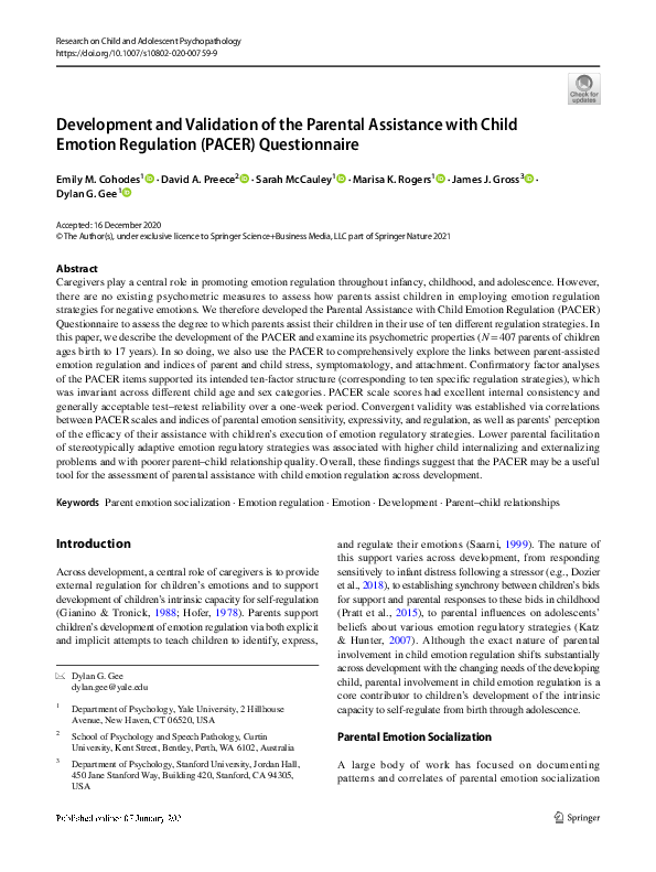 (PDF) Development and Validation of the Parental Assistance with Child ...