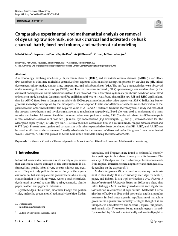 (PDF) Comparative experimental and mathematical analysis on removal of ...
