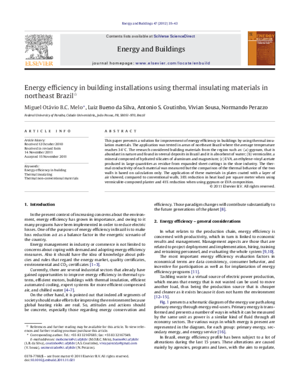 (PDF) Energy efficiency in building installations using thermal ...