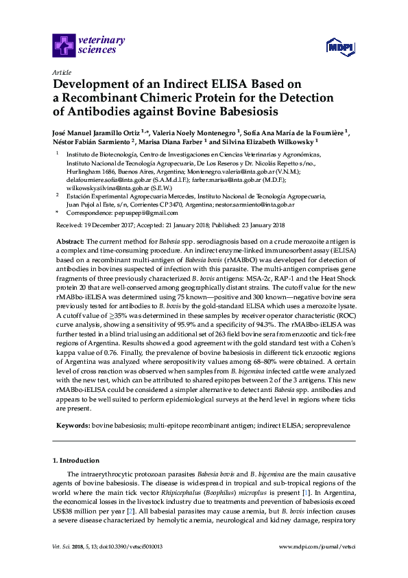 (PDF) Development of an Indirect ELISA Based on a Recombinant Chimeric ...