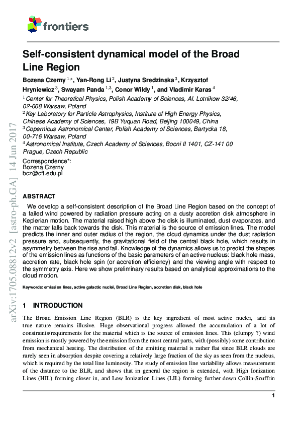 (PDF) Self-Consistent Dynamical Model of the Broad Line Region
