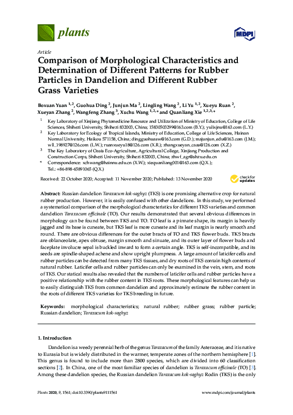 (PDF) Comparison of Morphological Characteristics and Determination of ...