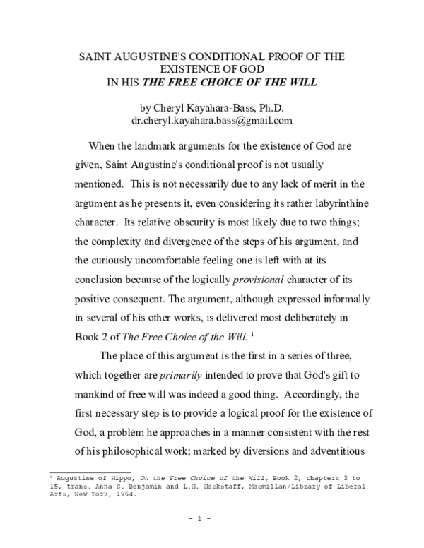 (DOC) SAINT AUGUSTINE'S CONDITIONAL PROOF OF THE EXISTENCE OF GOD IN ...